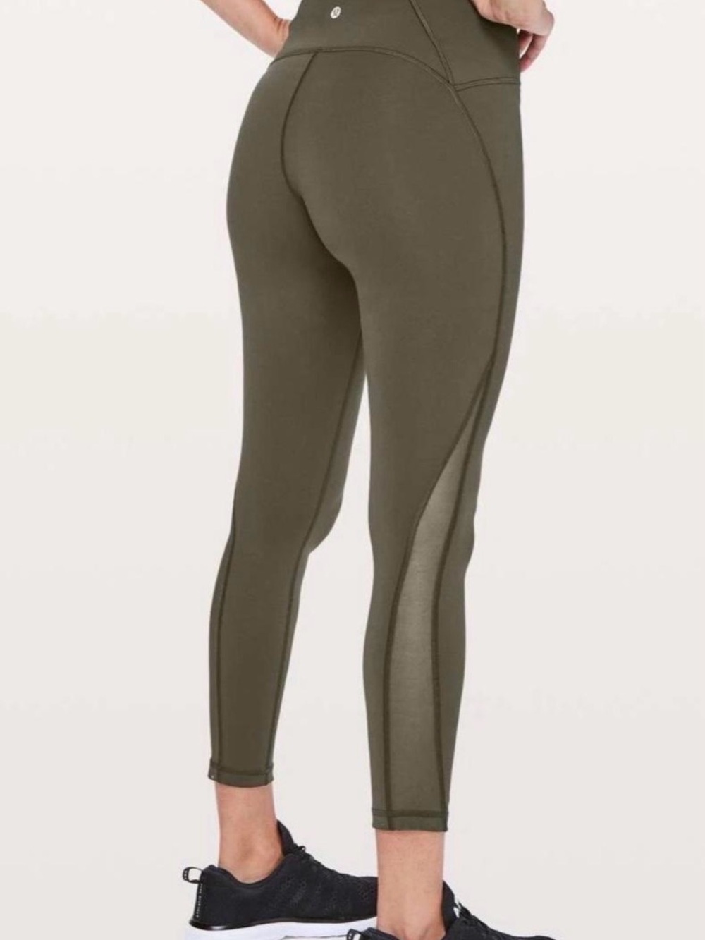lululemon athletica Olive Green High-Waist Leggings with Sheer Side Panels